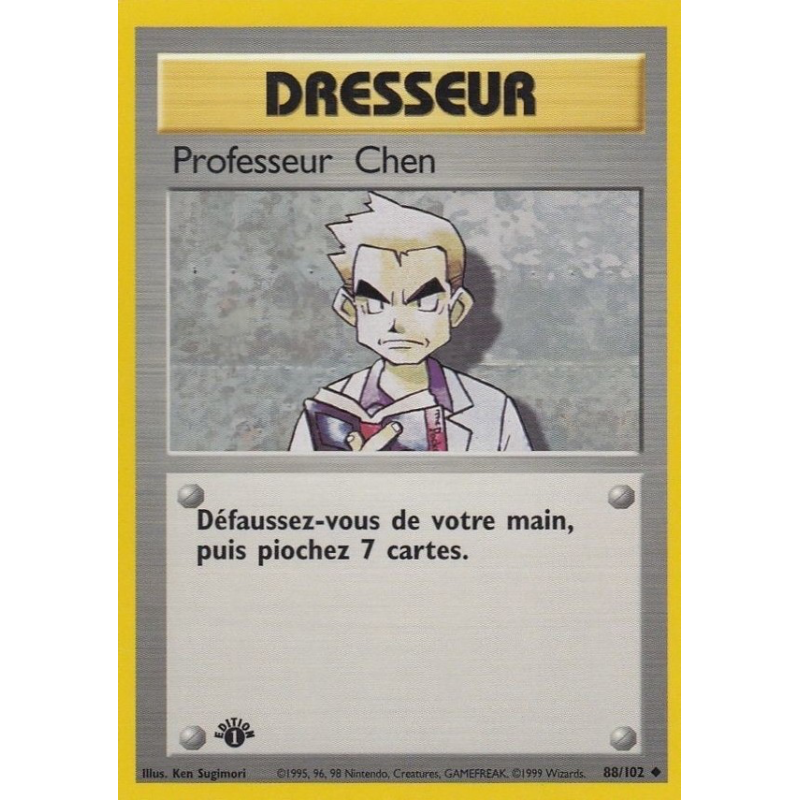 Carte Pokémon Professeur Chen 88/102 Peu commune Set de Base