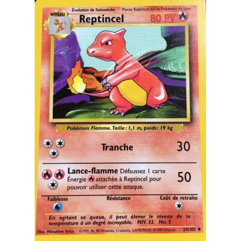 Carte Pokémon Reptincel 24/102 Peu commune Set de Base