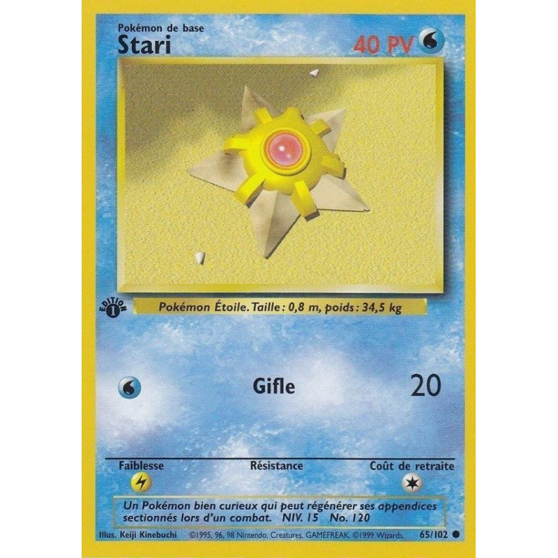 Carte Pokémon Stari 65/102 Commune Set de Base