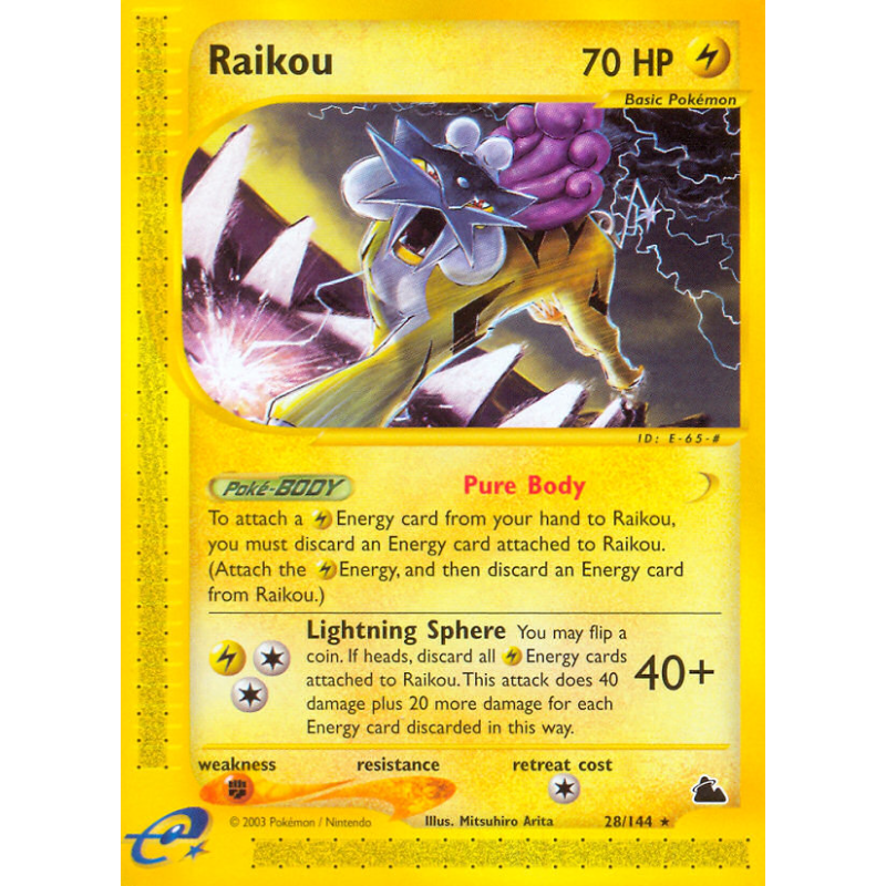 Carte Pokémon Raikou 28/144 Rare Skyridge