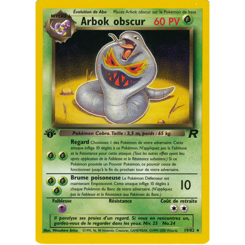 Carte Pokémon Arbok obscur 19/82 Rare Team Rocket (JCC)
