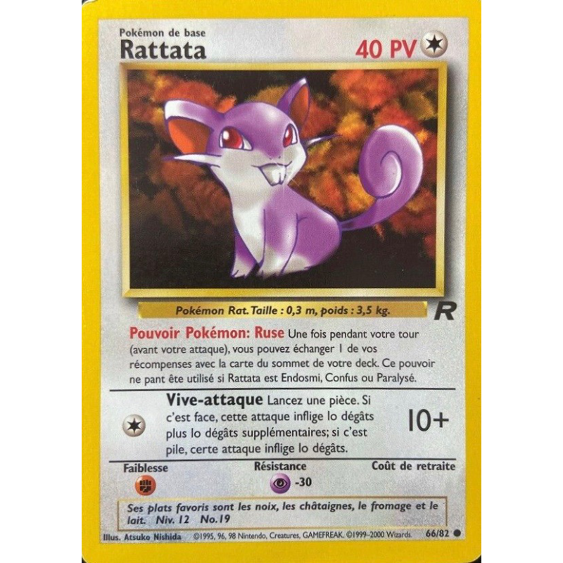 Carte Pokémon Rattata 66/82 Commune Team Rocket (JCC)
