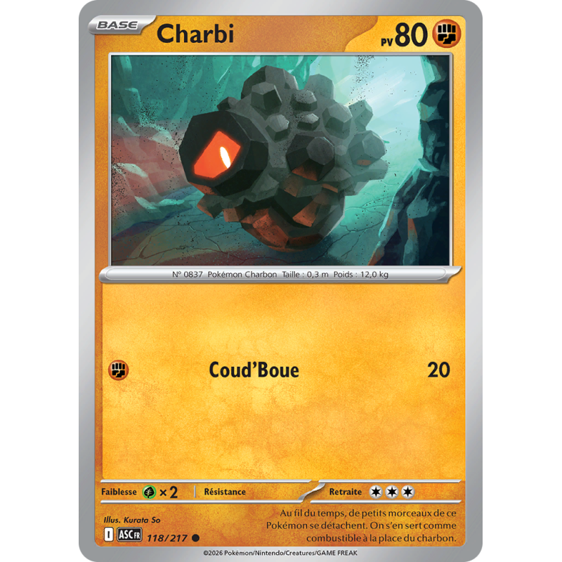 Carte Pokémon Charbi 118/217 Commune Héros Transcendants