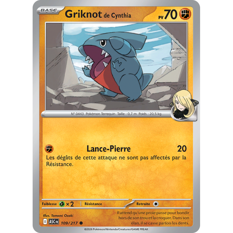 Carte Pokémon Griknot de Cynthia 109/217 Commune Héros Transcendants