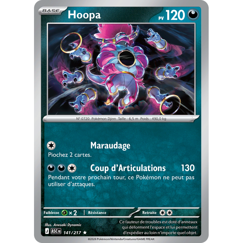 Carte Pokémon Hoopa 141/217 Rare Héros Transcendants
