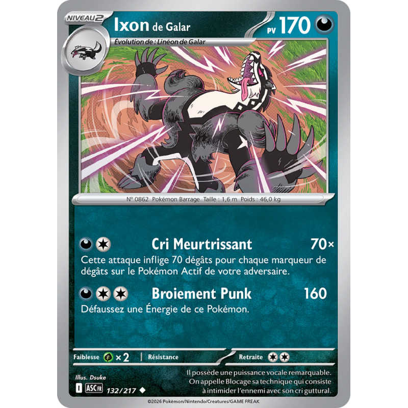 Carte Pokémon Ixon de Galar 132/217 Peu commune Héros Transcendants
