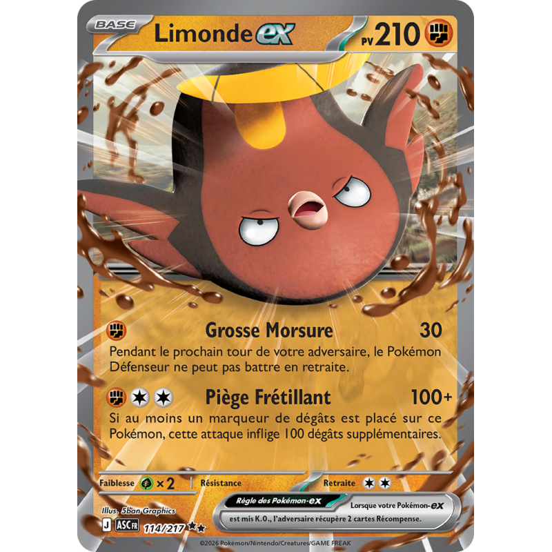Carte Pokémon Limonde-ex 114/217 Double rare Héros Transcendants