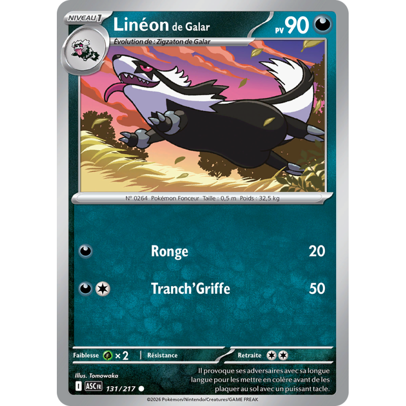 Carte Pokémon Linéon de Galar 131/217 Commune Héros Transcendants