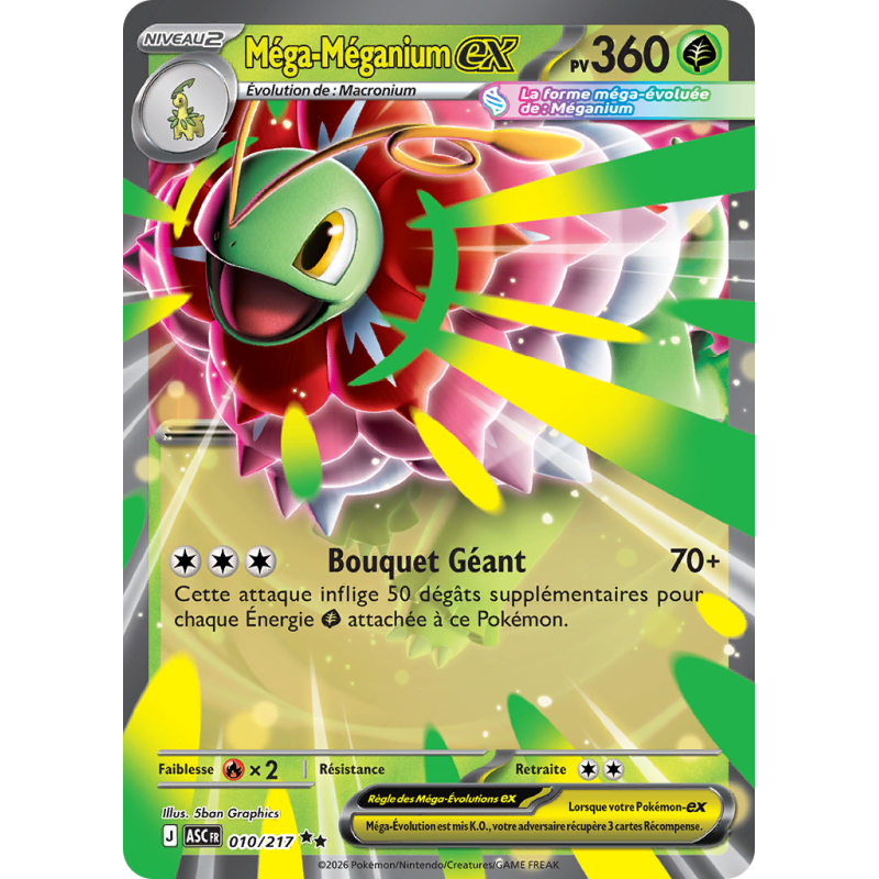 Carte Pokémon Méga-Méganium-ex 010/217 Double rare Héros Transcendants