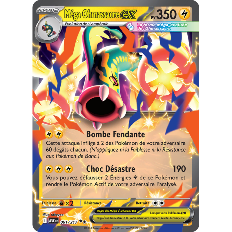 Carte Pokémon Méga-Ohmassacre-ex 061/217 Double rare Héros Transcendants