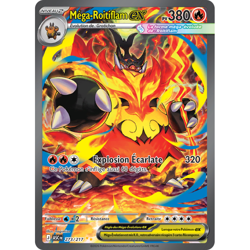 Carte Pokémon Méga-Roitiflam-ex 273/217 Alternative Héros Transcendants