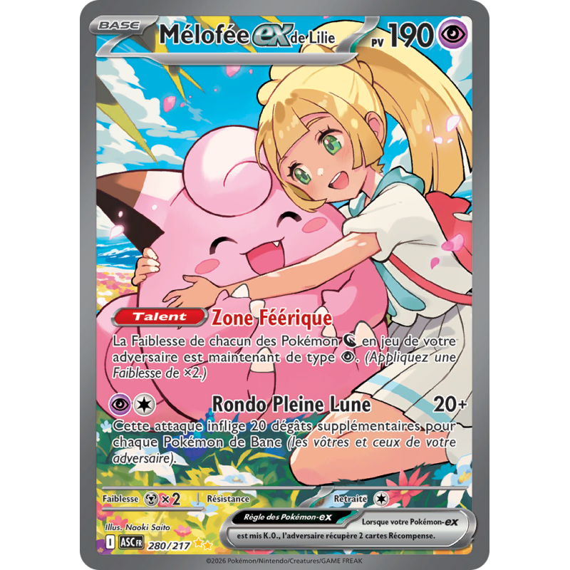 Carte Pokémon Mélofée-ex de Lilie 280/217 Alternative Héros Transcendants