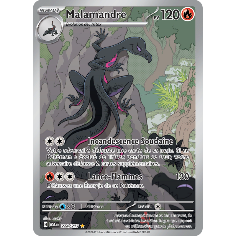 Carte Pokémon Malamandre 224/217 AR Héros Transcendants