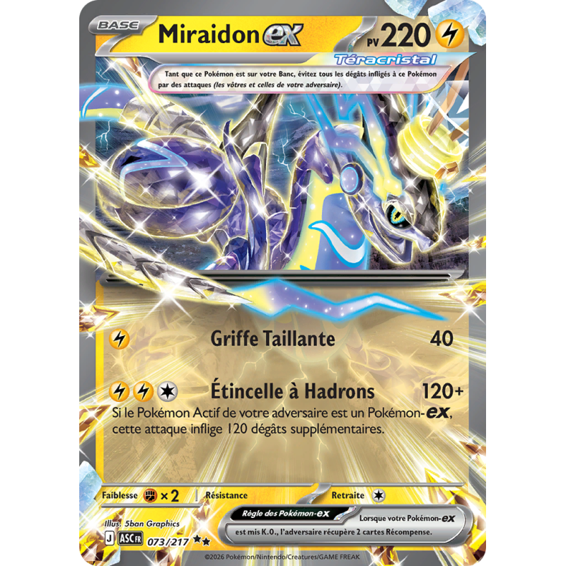 Carte Pokémon Miraidon-ex 073/217 Double rare Héros Transcendants