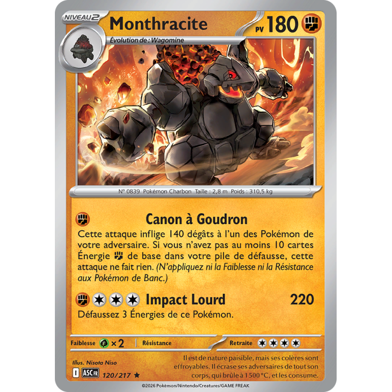 Carte Pokémon Monthracite 120/217 Rare Héros Transcendants
