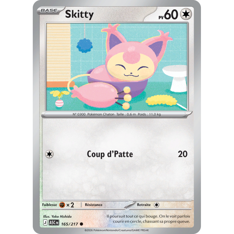Carte Pokémon Skitty 165/217 Commune Héros Transcendants