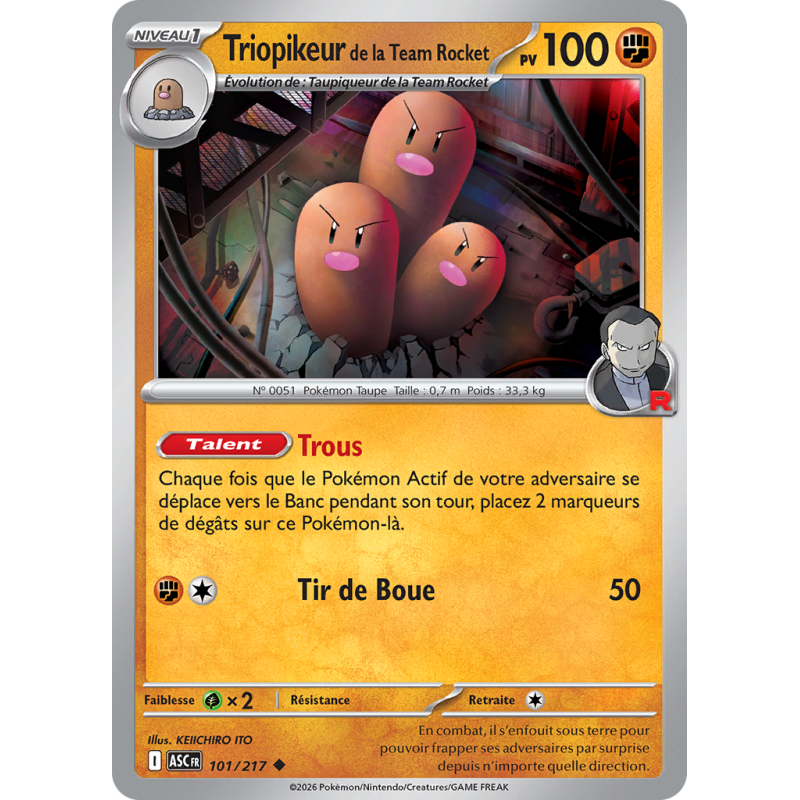 Carte Pokémon Triopikeur de la Team Rocket 101/217 Peu commune Héros Transcendants