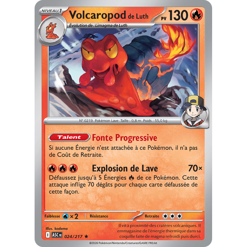 Carte Pokémon Volcaropod de Luth 024/217 Rare Héros Transcendants