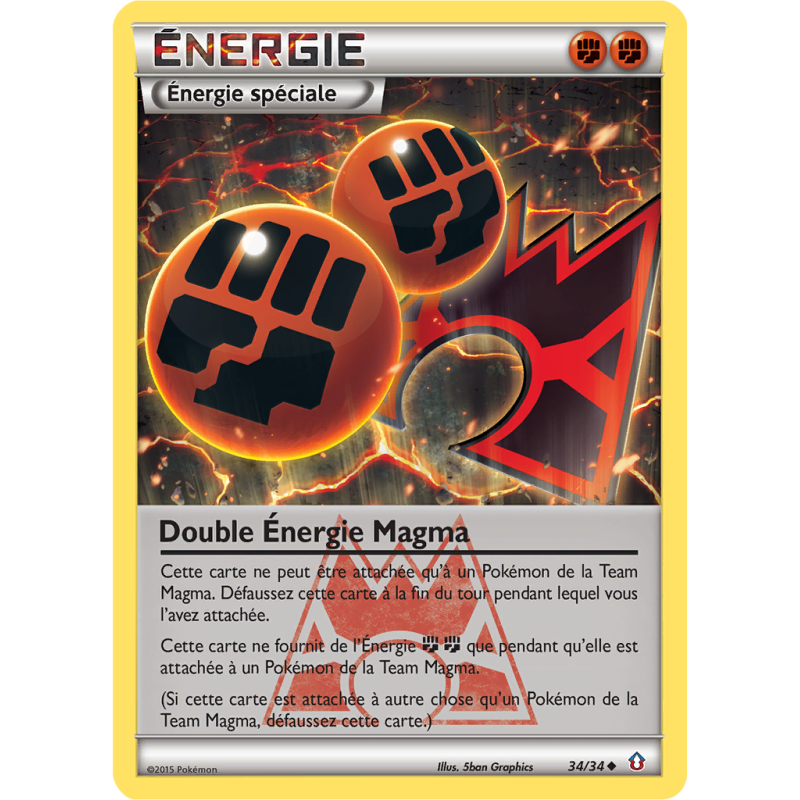 Carte Pokémon Double Énergie Magma 34/34 Peu commune Double Danger