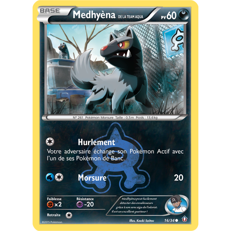 Carte Pokémon Medhyèna de la Team Aqua 16/34 Commune Double Danger