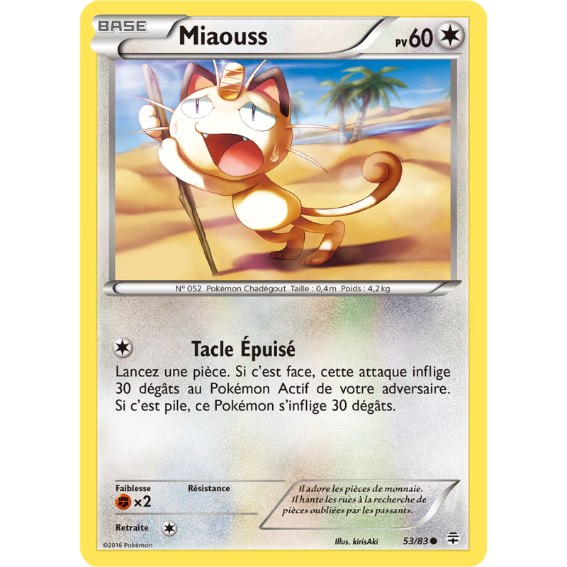 Carte Pokémon Miaouss 53/83 Commune Générations (JCC)
