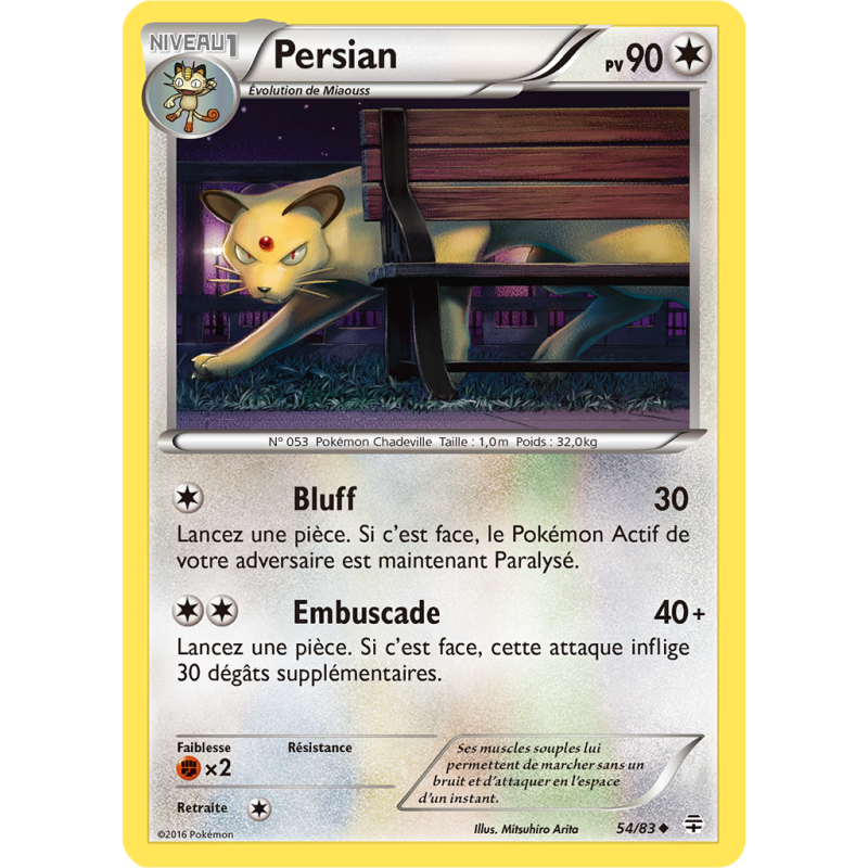 Carte Pokémon Persian 54/83 Peu commune Générations (JCC)