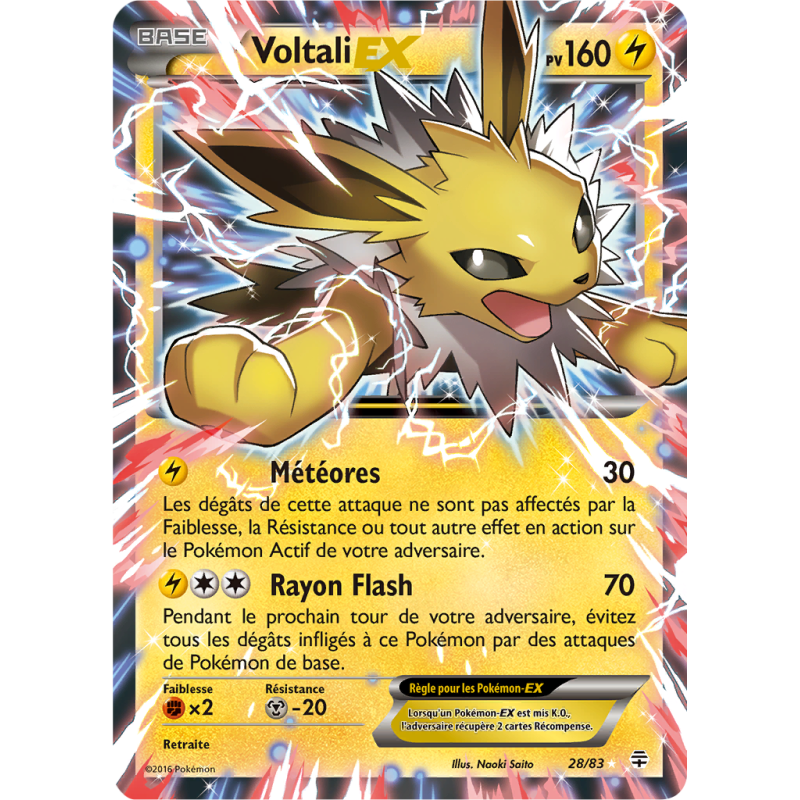 Carte Pokémon Voltali-EX 28/83 Ultra Rare Générations (JCC)