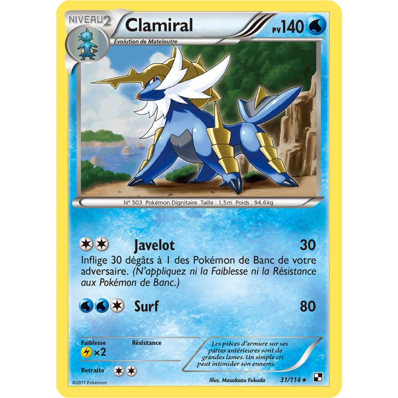 Carte Pokémon Clamiral 31/114 Holographique Noir & Blanc (JCC)