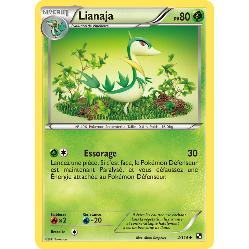 Carte Pokémon Lianaja 4/114 Peu commune Noir & Blanc (JCC)
