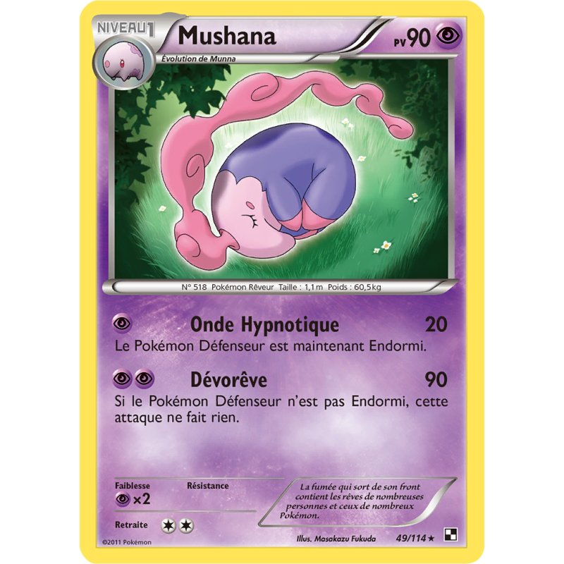 Carte Pokémon Mushana 49/114 Rare Noir & Blanc (JCC)