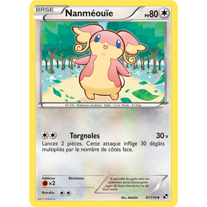 Carte Pokémon Nanméouïe 87/114 Peu commune Noir & Blanc (JCC)