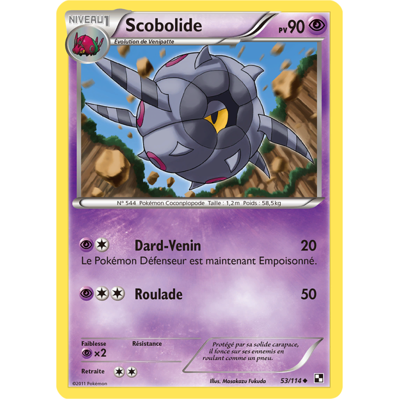 Carte Pokémon Scobolide 53/114 Peu commune Noir & Blanc (JCC)
