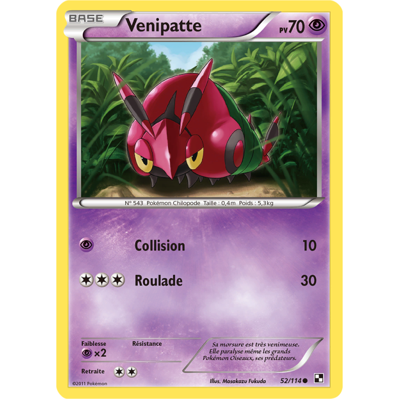 Carte Pokémon Venipatte 52/114 Commune Noir & Blanc (JCC)