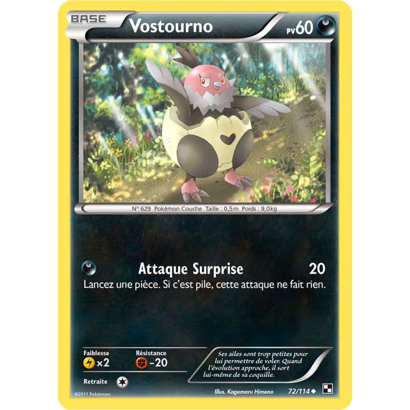 Carte Pokémon Vostourno 72/114 Peu commune Noir & Blanc (JCC)