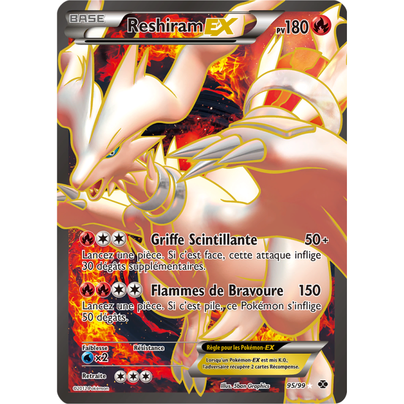 Carte Pokémon Reshiram-EX 95/99 Ultra Rare Destinées Futures
