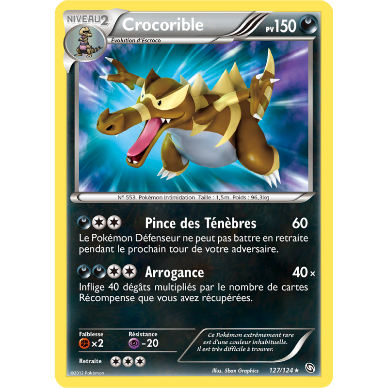 Carte Pokémon Crocorible 127/124 Ultra Rare Dragons Exaltés