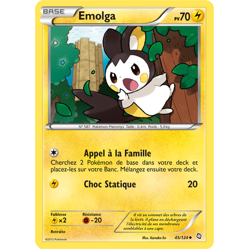 Carte Pokémon Emolga 45/124 Peu commune Dragons Exaltés