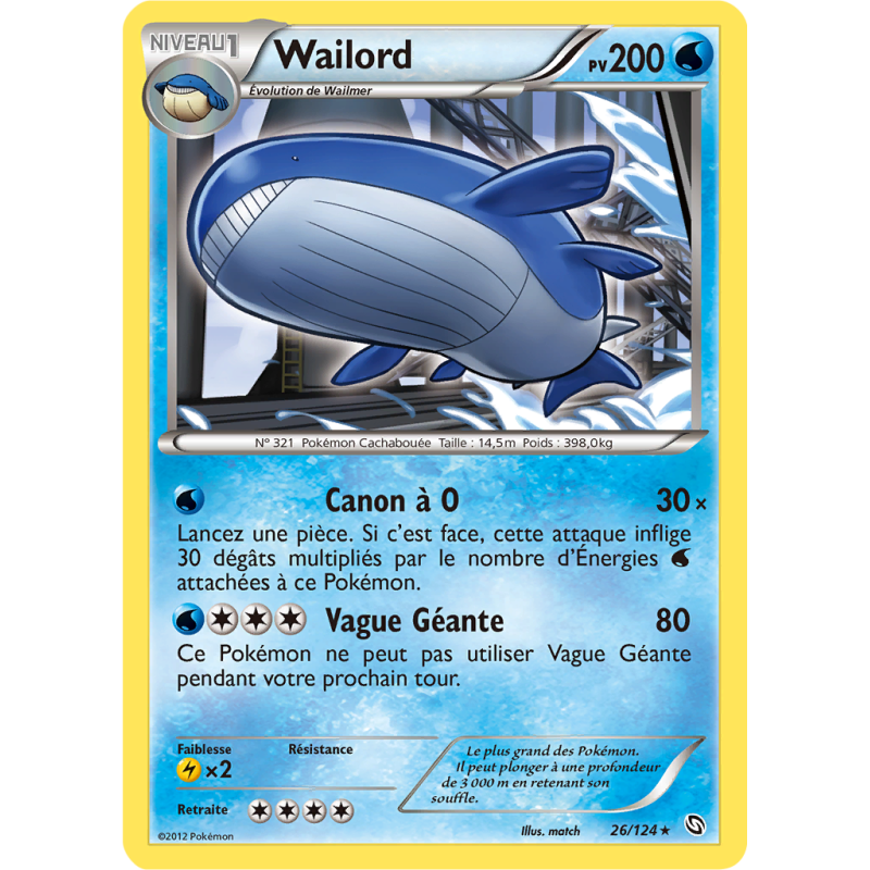 Carte Pokémon Wailord 26/124 Holographique Dragons Exaltés