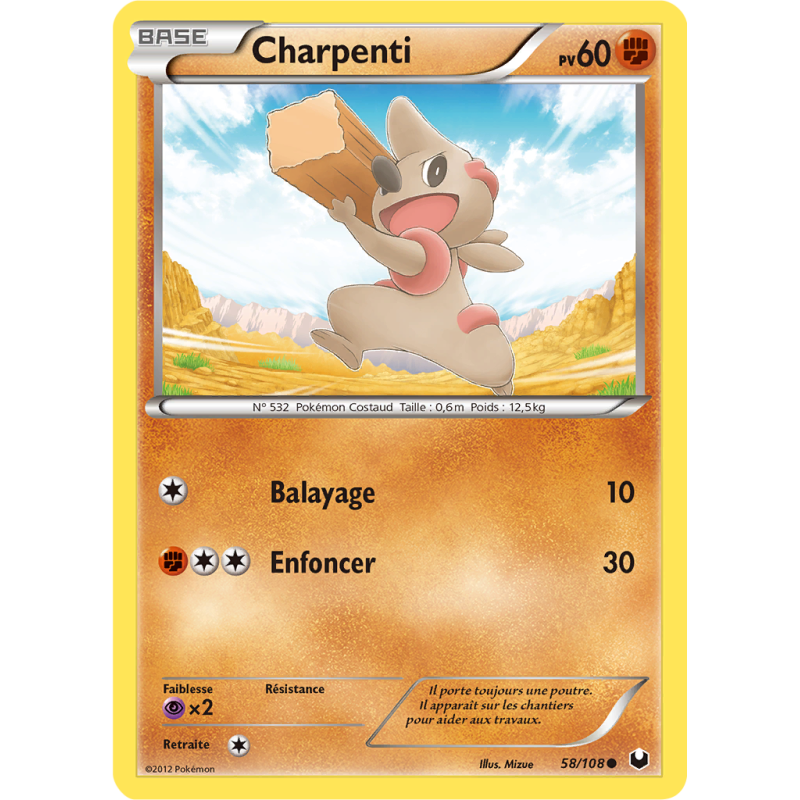 Carte Pokémon Charpenti 58/108 Commune Explorateurs Obscurs