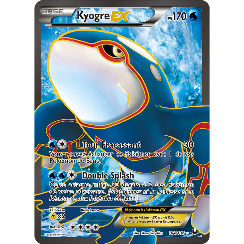 Carte Pokémon Kyogre-EX 104/108 Ultra Rare Explorateurs Obscurs