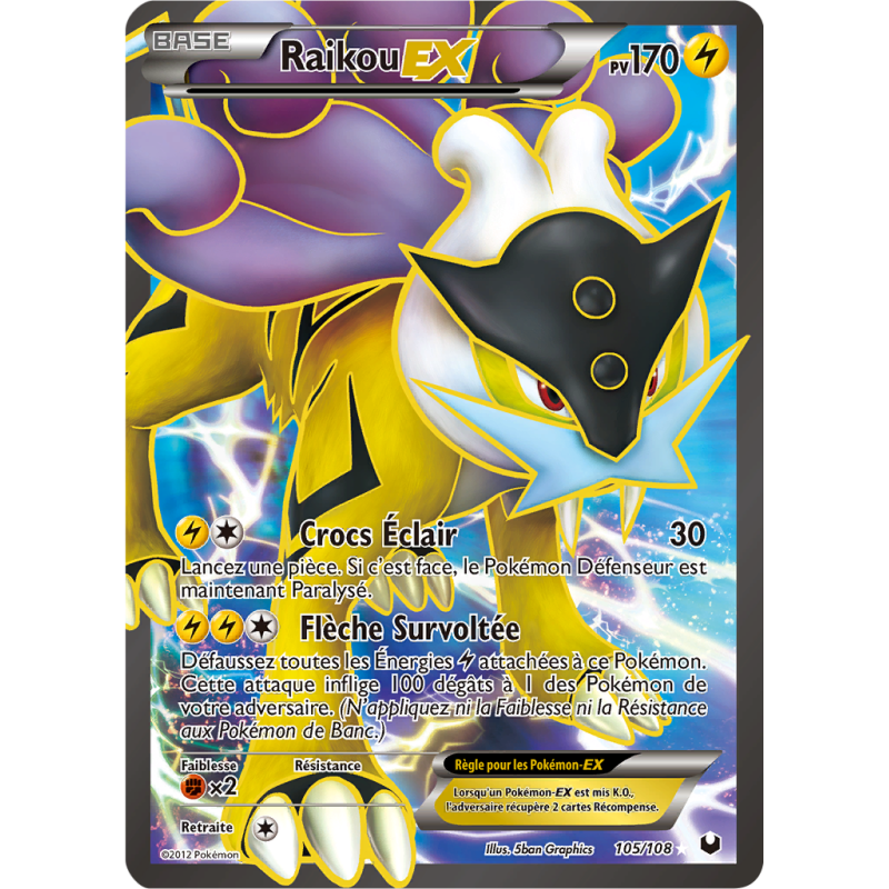 Carte Pokémon Raikou-EX 105/108 Ultra Rare Explorateurs Obscurs
