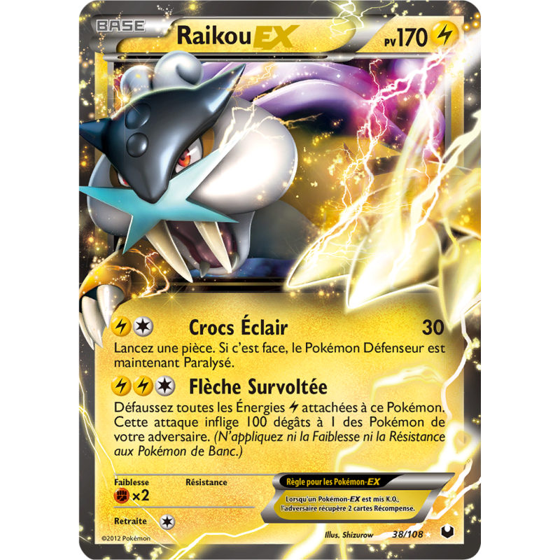 Carte Pokémon Raikou-EX 38/108 Ultra Rare Explorateurs Obscurs