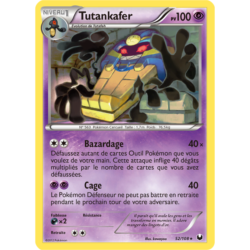Carte Pokémon Tutankafer 52/108 Rare Explorateurs Obscurs