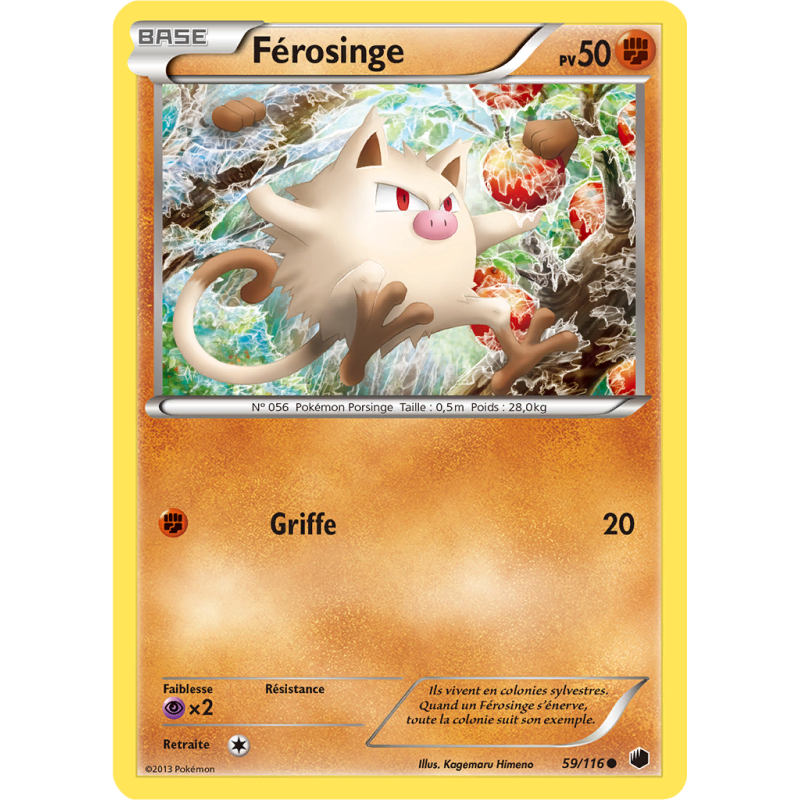 Carte Pokémon Férosinge 59/116 Commune Glaciation Plasma