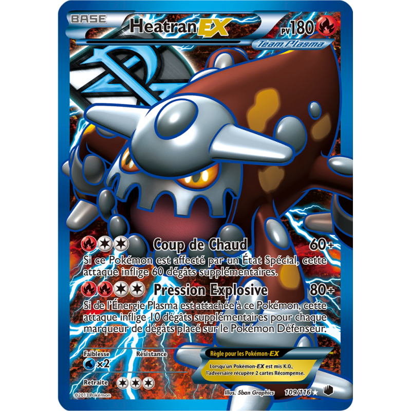 Carte Pokémon Heatran-EX 109/116 Ultra Rare Glaciation Plasma
