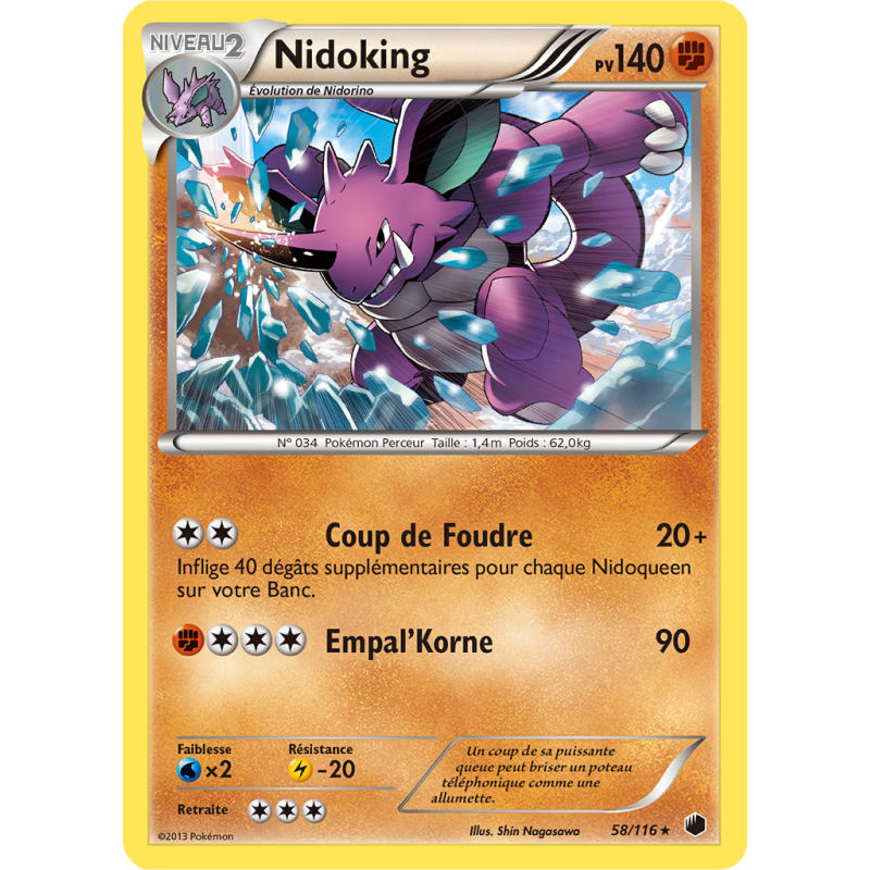 Carte Pokémon Nidoking 58/116 Rare Glaciation Plasma
