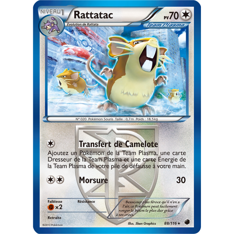 Carte Pokémon Rattatac 88/116 Rare Glaciation Plasma
