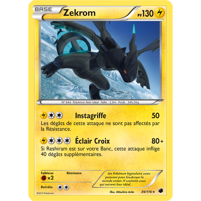 Carte Pokémon Zekrom 39/116 Holographique Glaciation Plasma