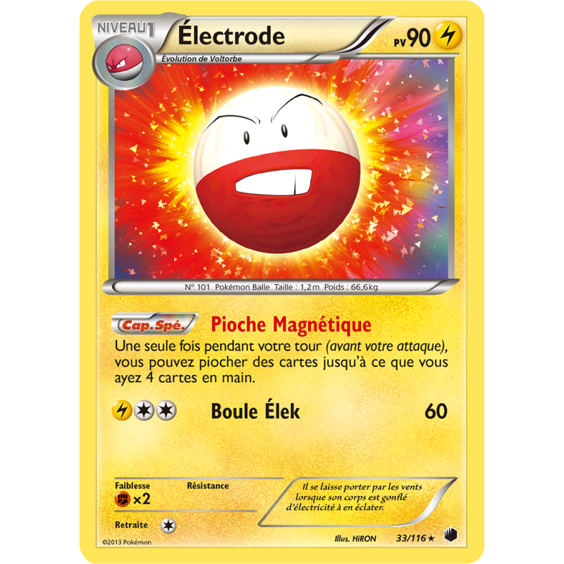 Carte Pokémon Électrode 33/116 Holographique Glaciation Plasma