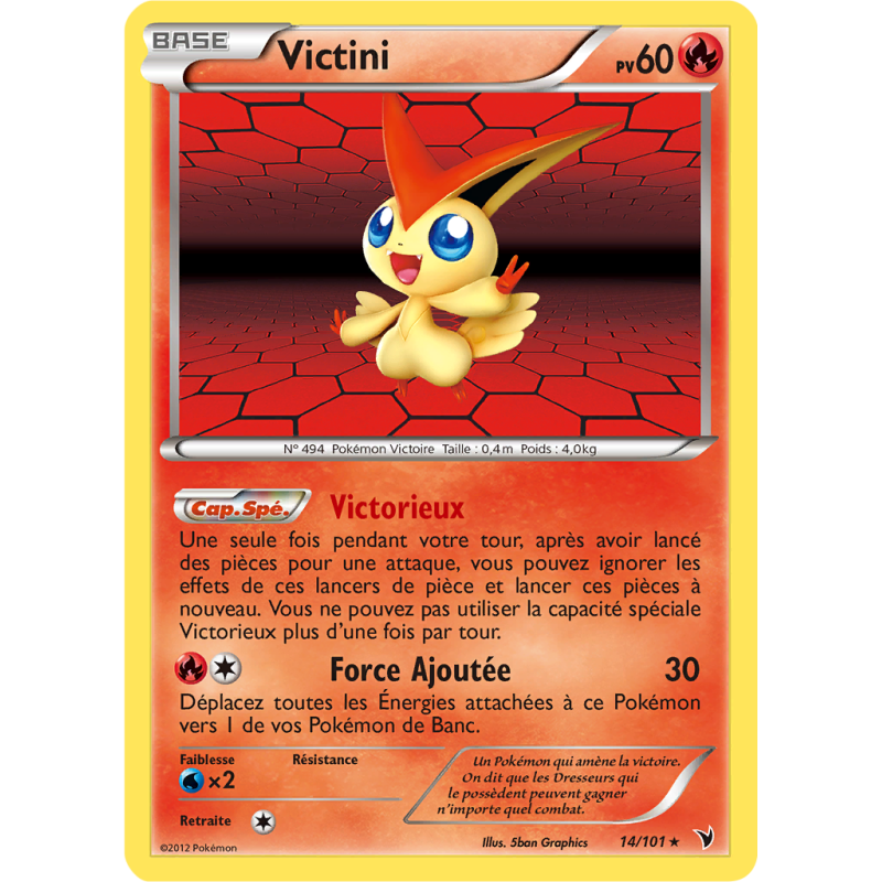 Carte Pokémon Victini 14/101 Holographique Nobles Victoires